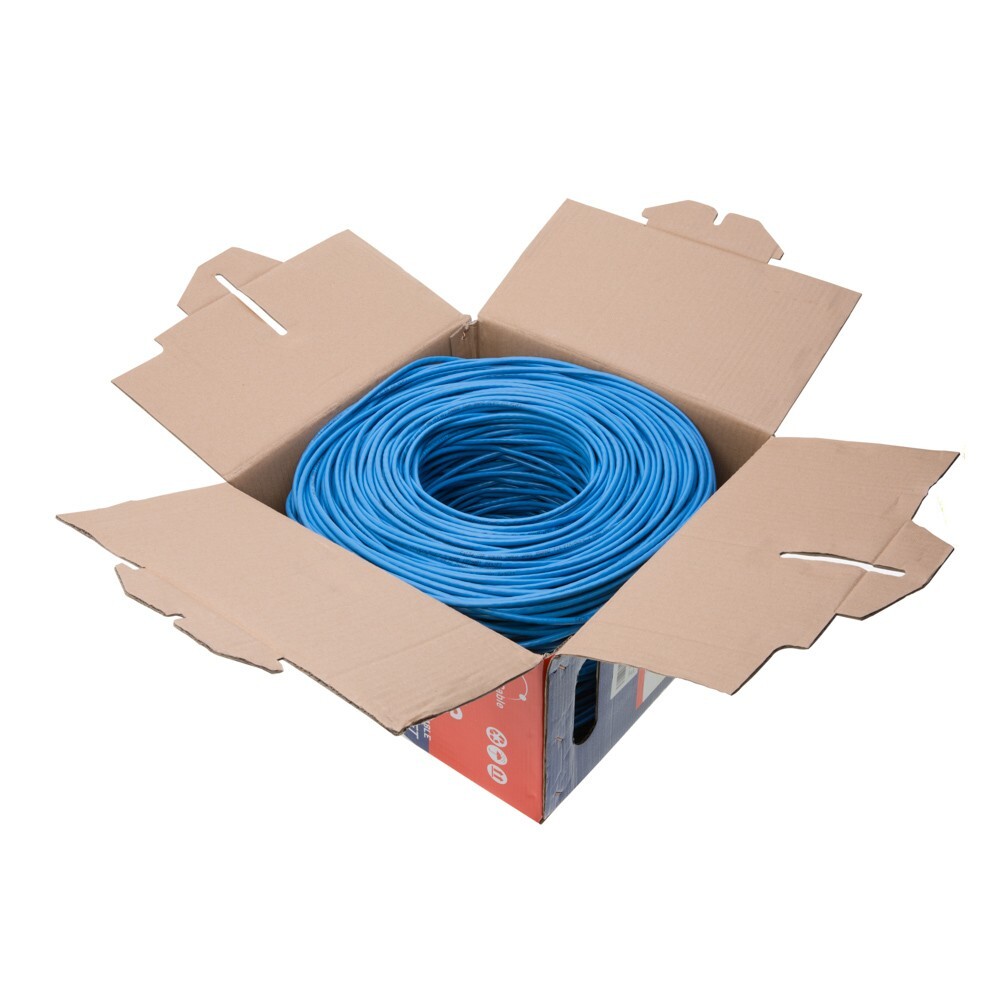 CAT6 Ethernet Cable 1000FT 23AWG CCA Network Solid Bulk Wire, Pull Box, Blue