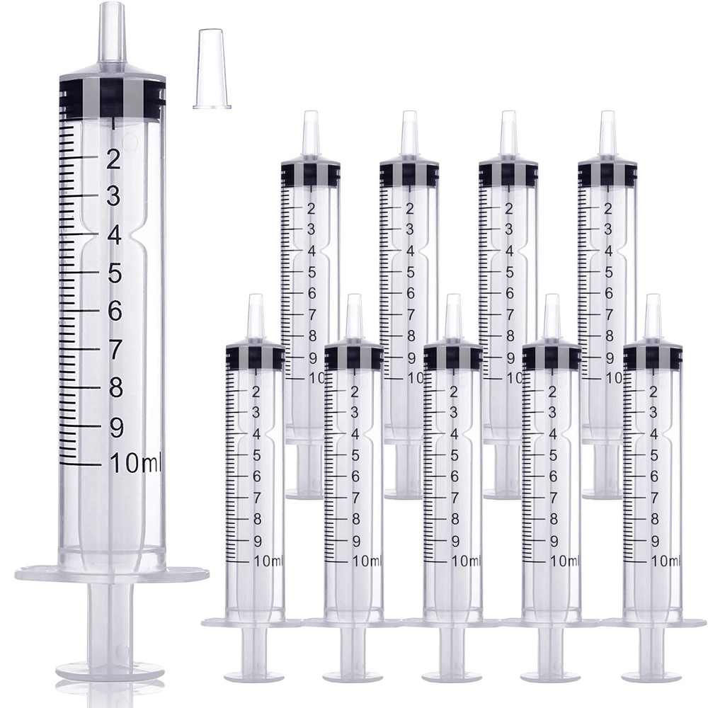 10 Pack 10Ml/Cc Plastic Syringe Liquid Measuring Syringe Tools Individually Seal