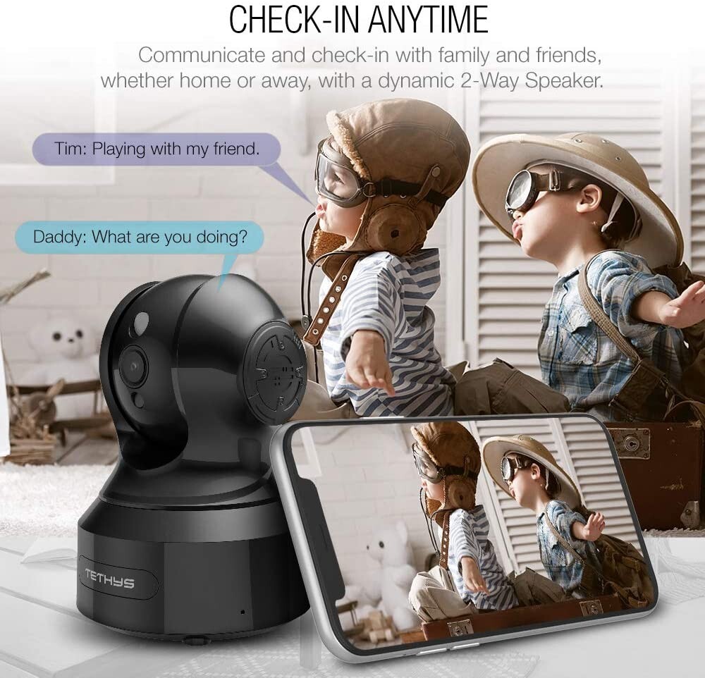 TETHYS Wireless Security Camera 1080P Indoor Work w/Alexa - Used