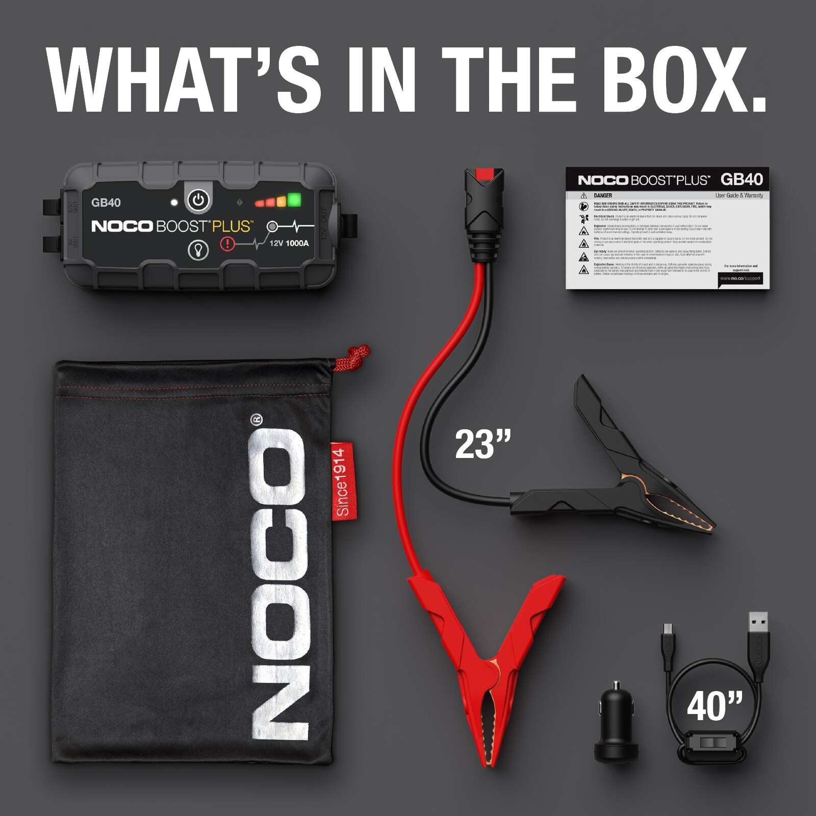 NOCO Boost Plus GB40 1000A 12V UltraSafe Portable Lithium Battery Jump Starter