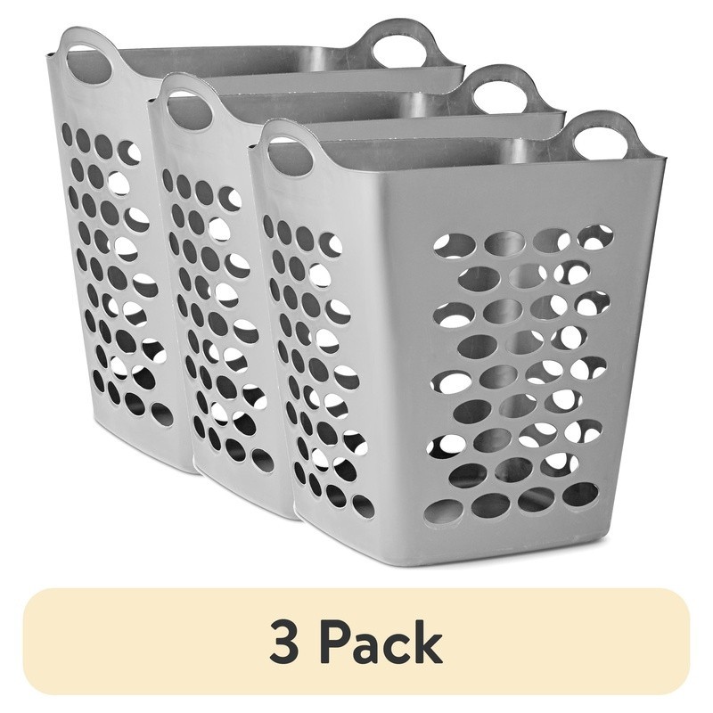 3 Pack Flexible Square Laundry Hamper W/ Handle Breathable Design Lightweight US