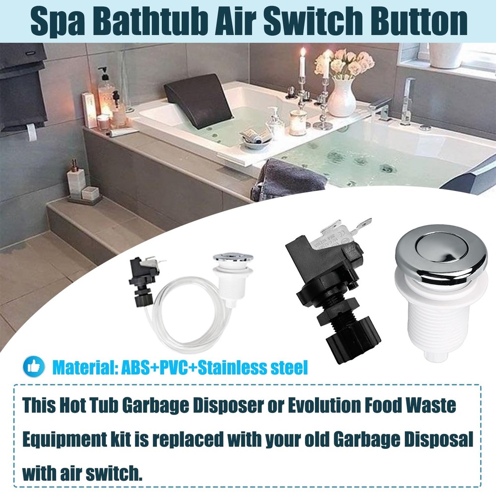 Hot Tub Air Switch 16A On Off Push Button Clear & White & Black
