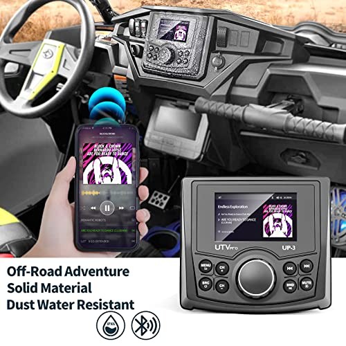 Powersports UTV Stereo AM/FM with Bluetooth Streaming 3 Zone, Compatible to