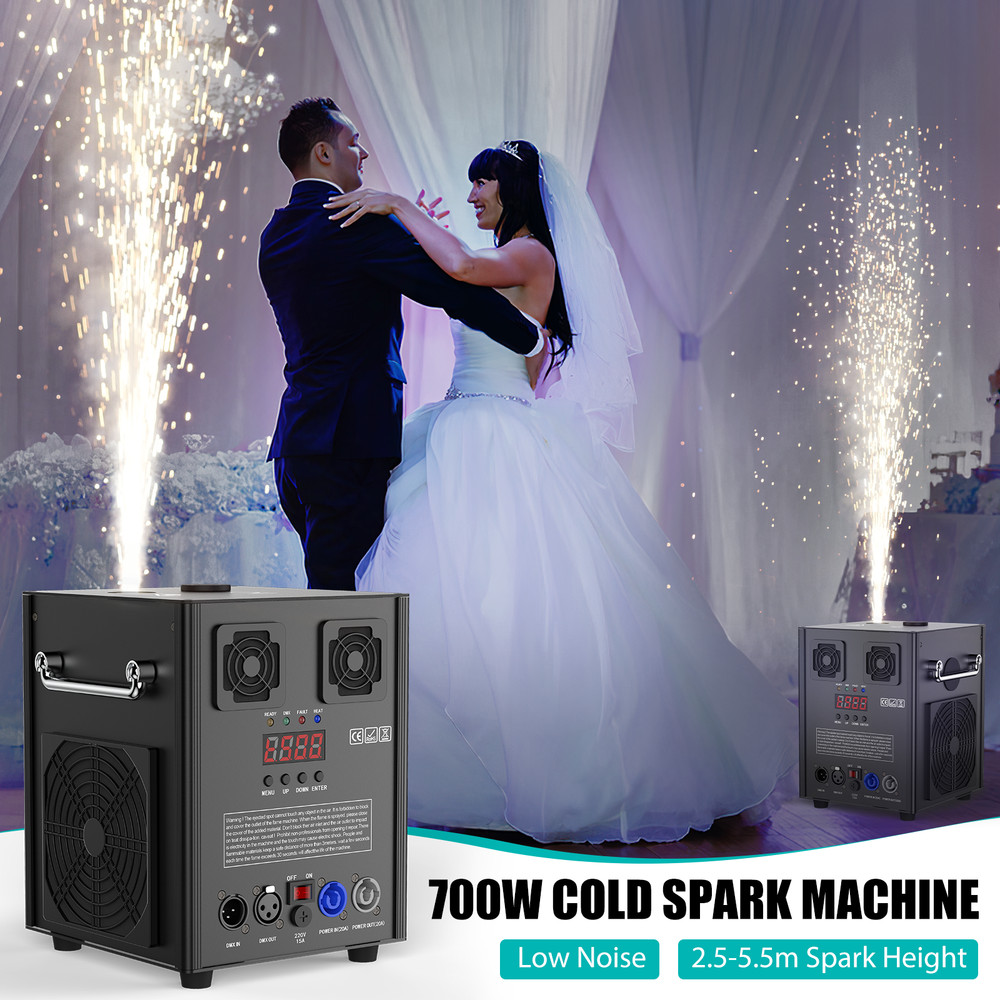 UKING 2x700W Large Cold Spark Machine Stage Effect DMX Firework Wedding W/Case
