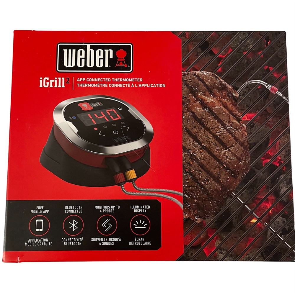 Weber iGrill 2 Bluetooth Smart Bbq Thermometer 7203, 4 Probe Capacity, Open Box