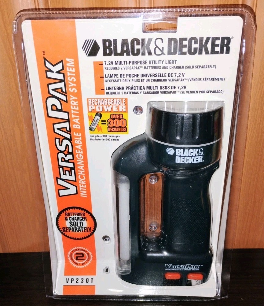 VTG Black & Decker 7.2 Volt Versa Pak Multi Purpose Utility Flashlight VP230T