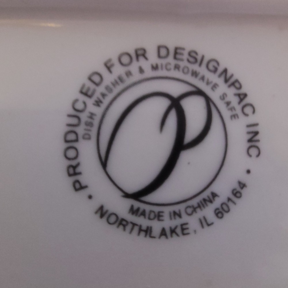 DesignPac Long Rectangular Ceramic Serving Tray Platter Black White Handle Sides