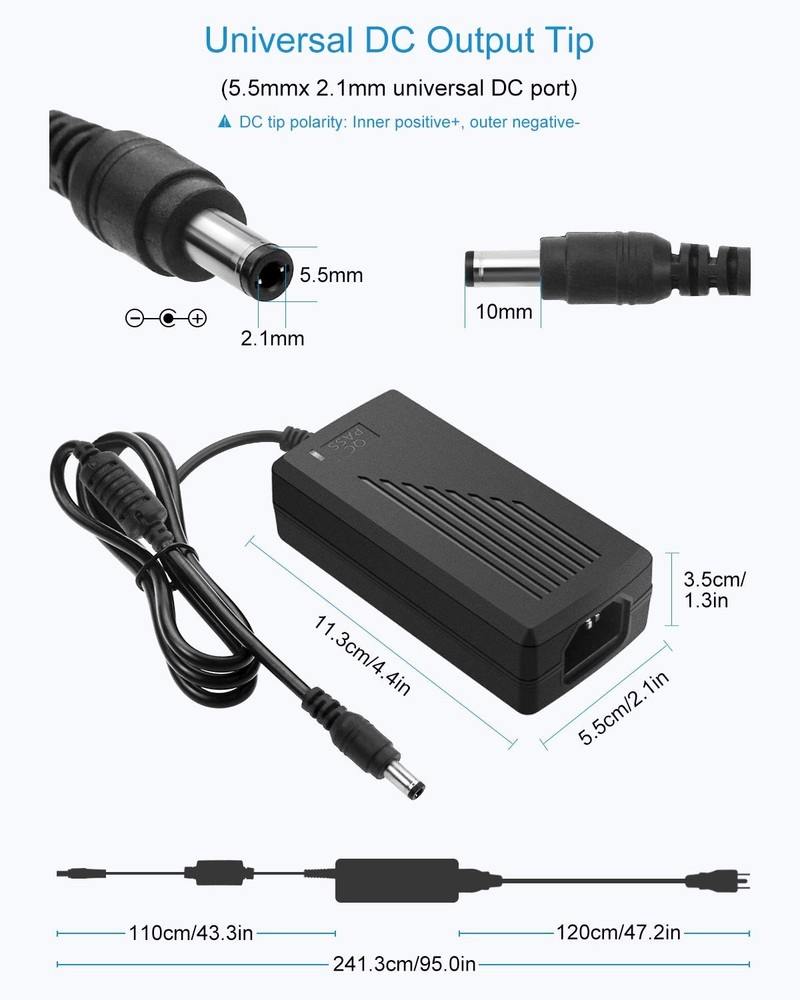 Versatile 12V 5A Power Adapter with Safety Features for Electronics - Indoor Use