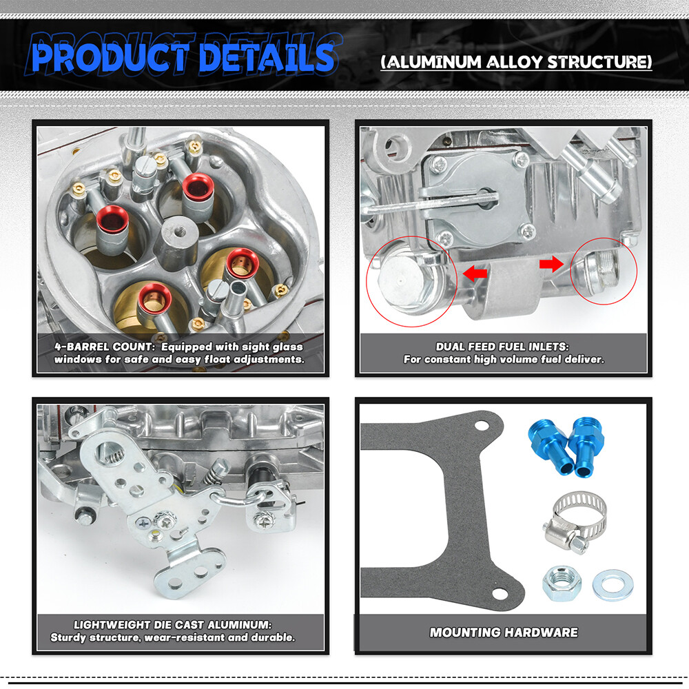 Carburetor 4 Barrel 850 CFM Double-Pumper Mechanical Choke Square Bore BR-67201