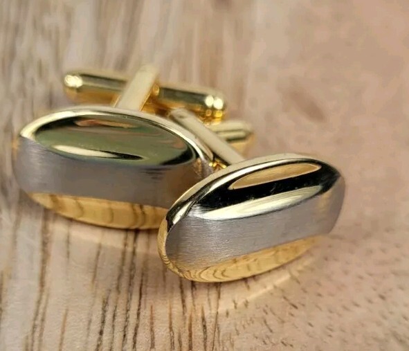 Gold Coloured And Matt Silver Cuff Links