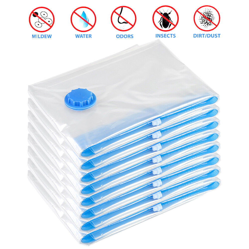 12Pcs Jumbo Vacuum Storage Bags Space Saver Clear Compression Organizer