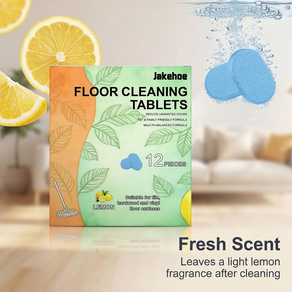 12pcs Floor Cleaning Solution Tablet Deep Cleans For Multiple Hard Floors ~HOT