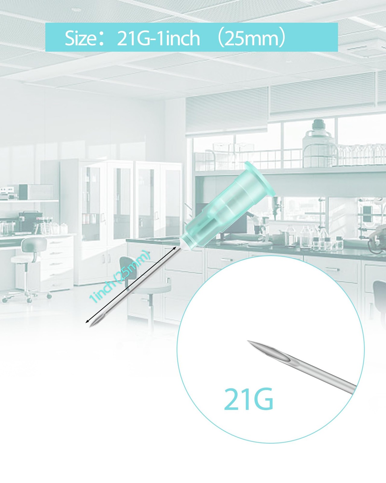 21 Gauge 1 Inch Needle for Lab Supplies, Industrial Tool Measuring 21G