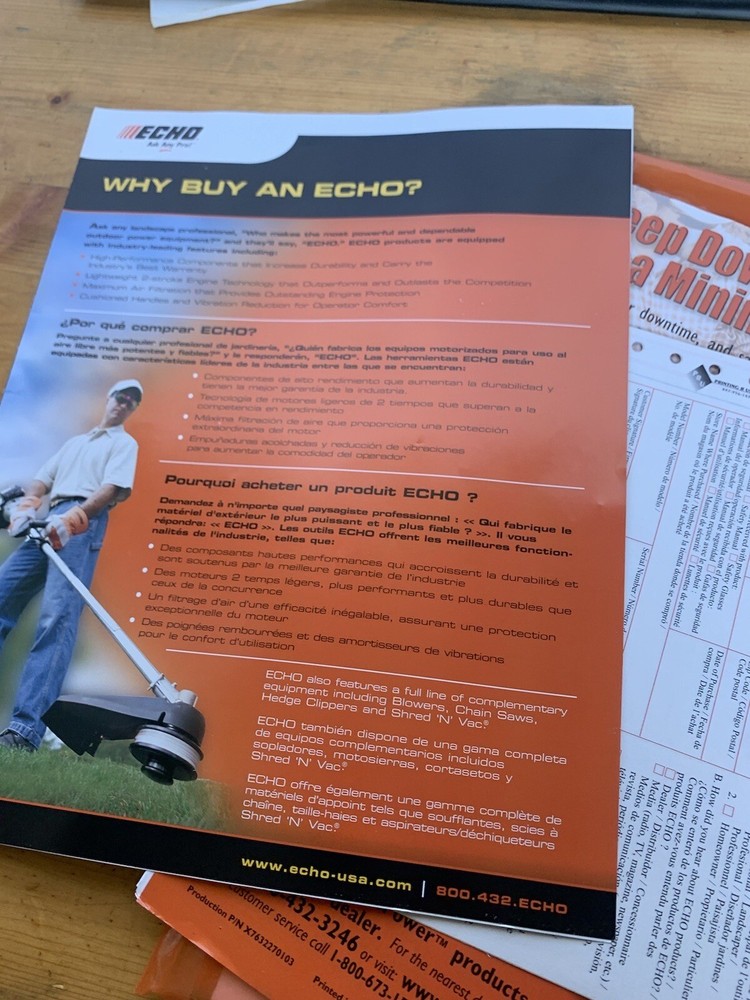 Genuine Echo SRM-210 String Trimmer Brush Cutter Owner Operator Safety Manual