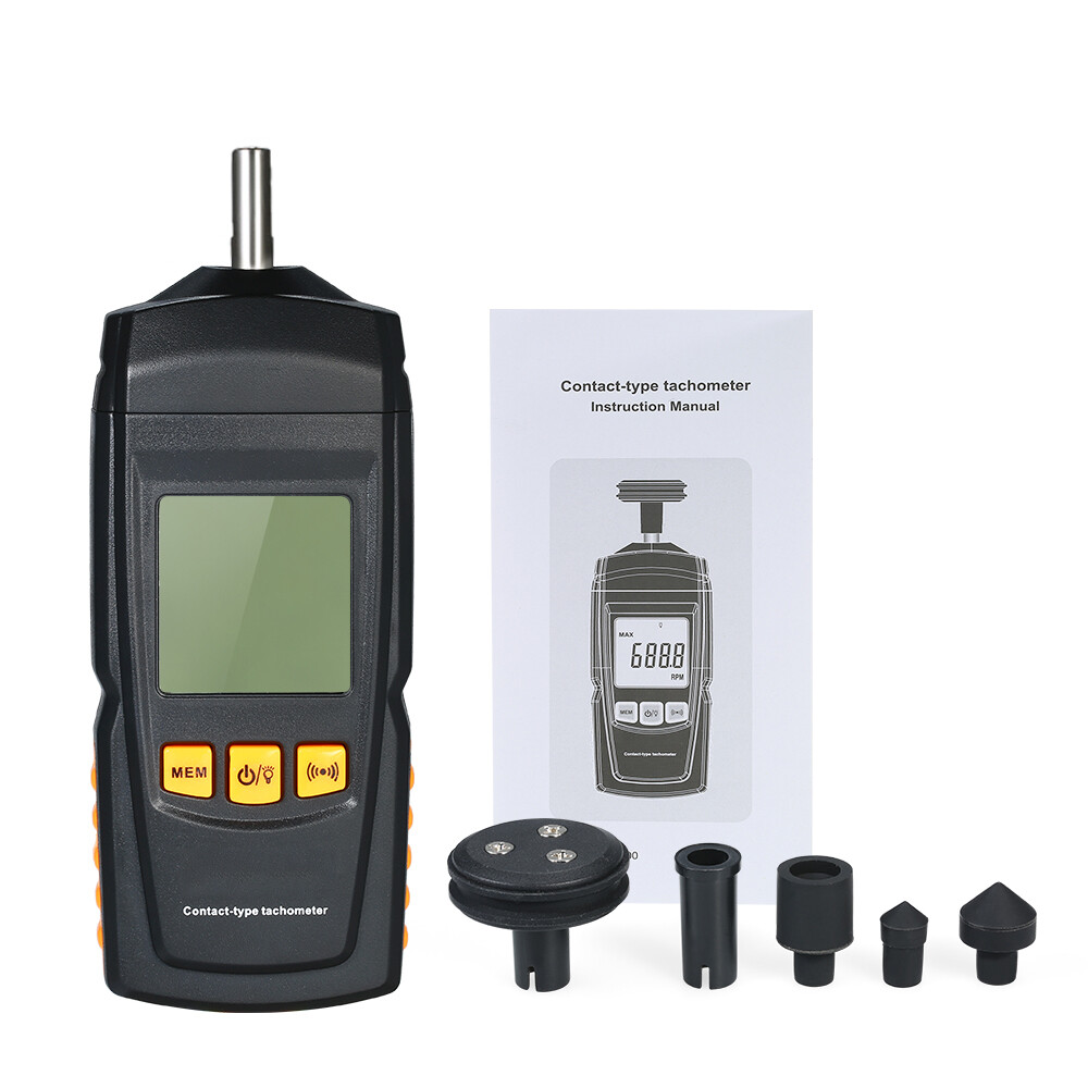 Digital Contact Motor Tachometer LCD Speedometer Rotate Speed Meter Data Hold US