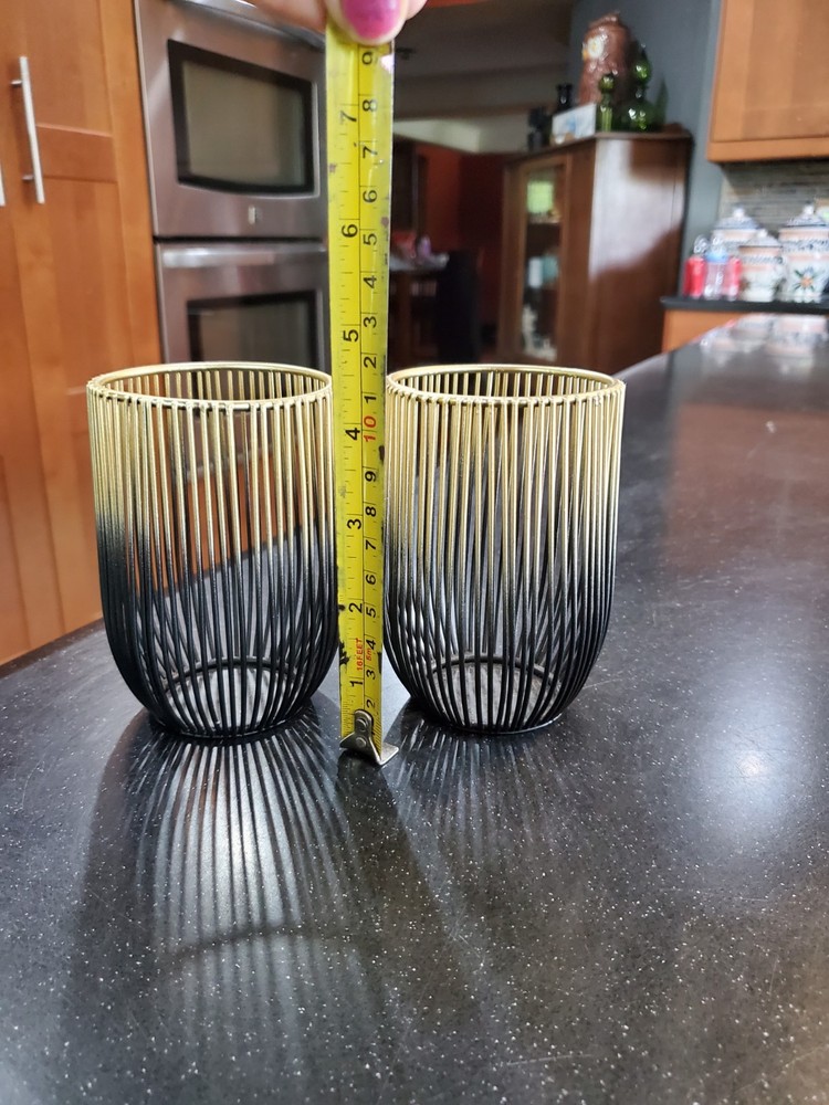 Gold Into Black Wired Candle Holders