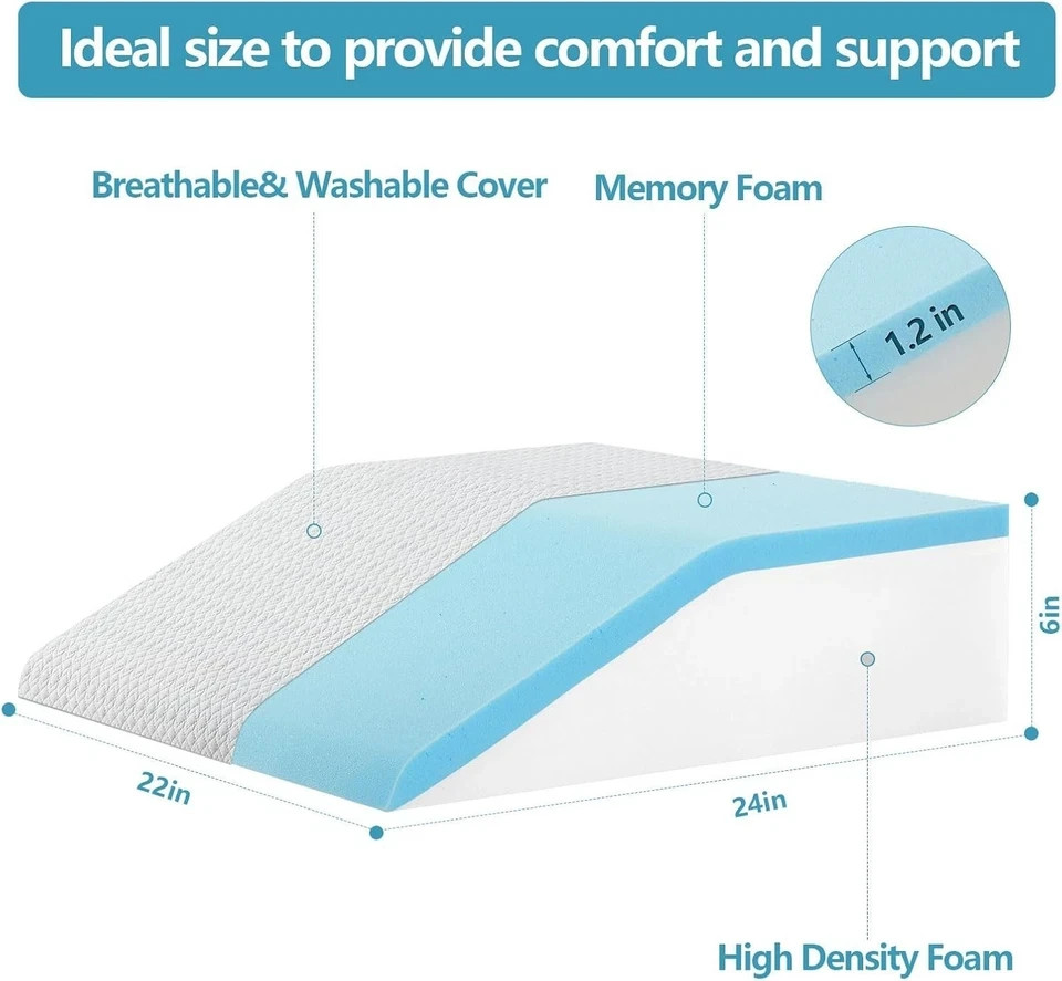 Memory Foam Leg Elevation Pillow - Support Pillow to Raise Feet for Better Eleva