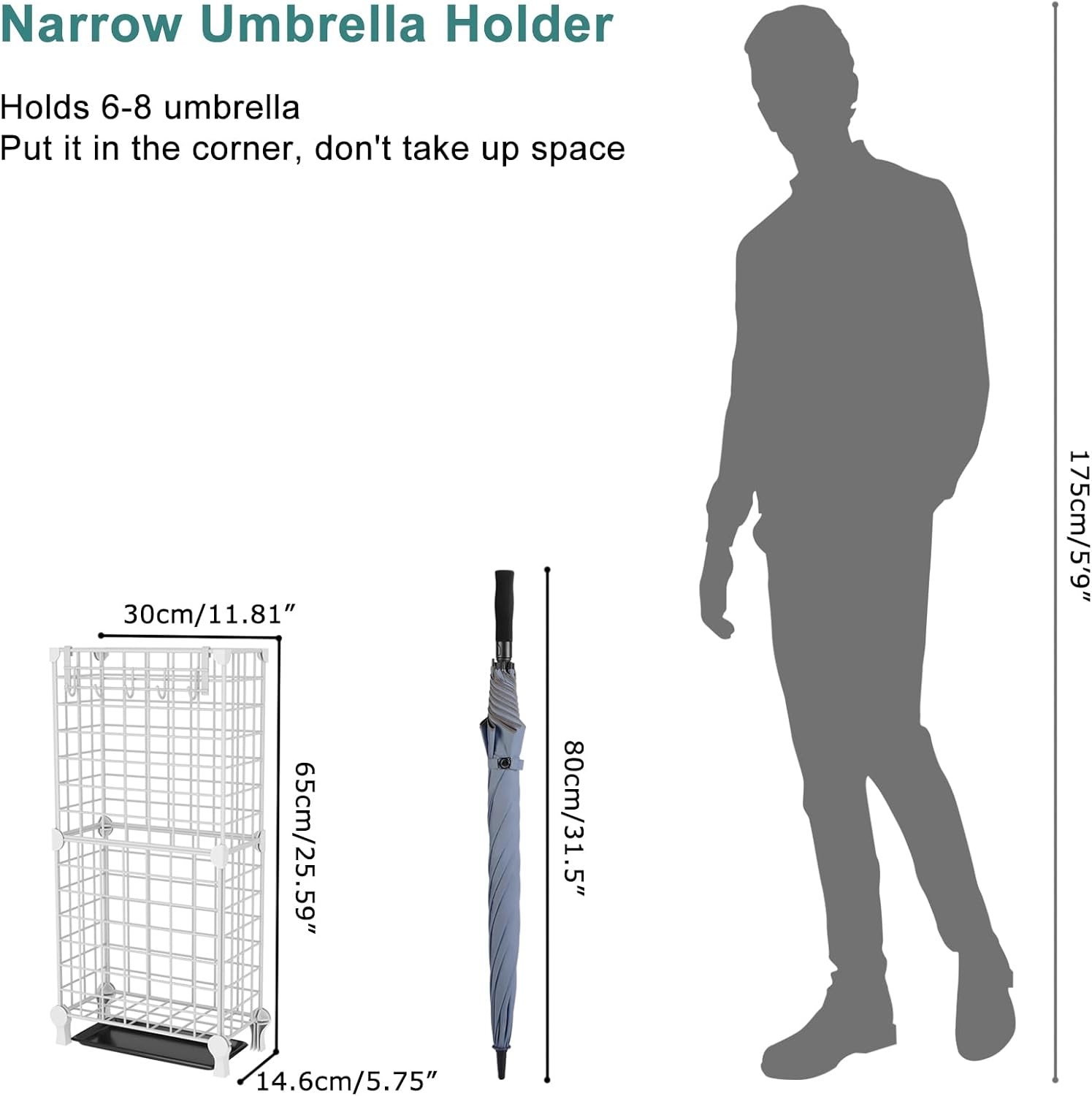 AWTATOS Umbrella Holder Entryway, Umbrella Stand Freestanding, Metal Square Umbr