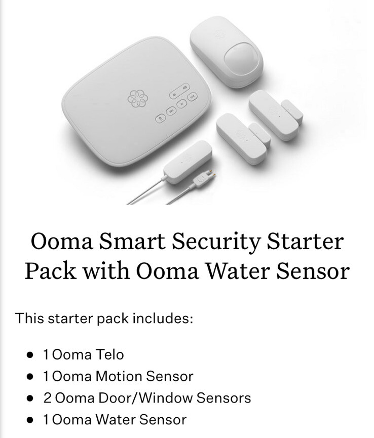 Ooma  Smart Home Security Starter Kit With Water Sensor