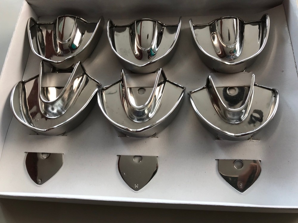 6 Dental Impression Trays set Solid Denture Instruments