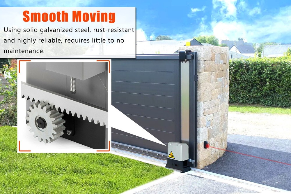 Automatic Sliding Gate Opener 5300lb Rack Driven w/ Remote Controls & IR Sensor