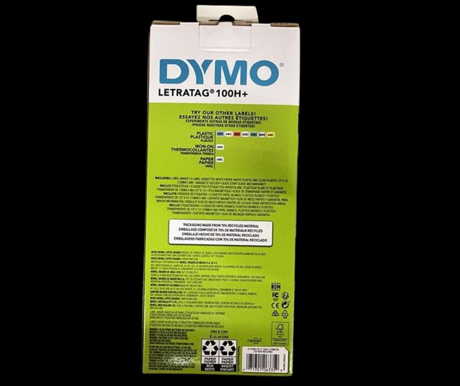DYMO Portable Printer Handheld Label Maker Black Silver Letratag 100H+ New