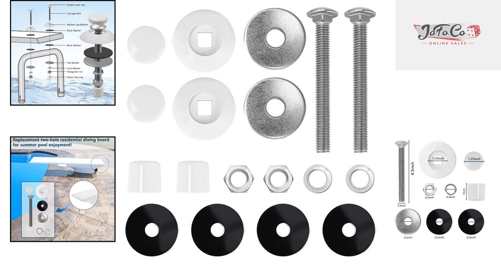 67-209-911-SS Replacement Kit for Two Hole Diving Boards - Complete & Easy Setup