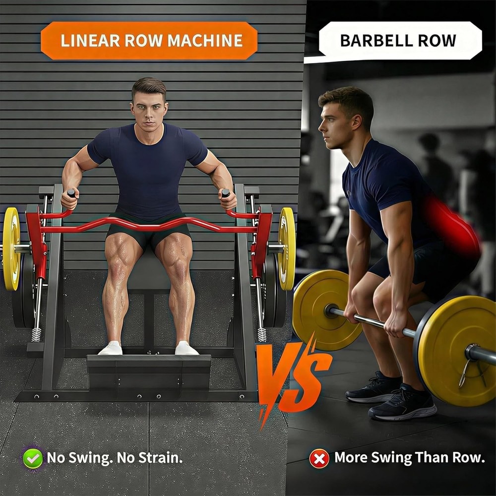 Linear Row Machine Home Gym Back Workout Machine with Plate-Loaded Smith Row💥