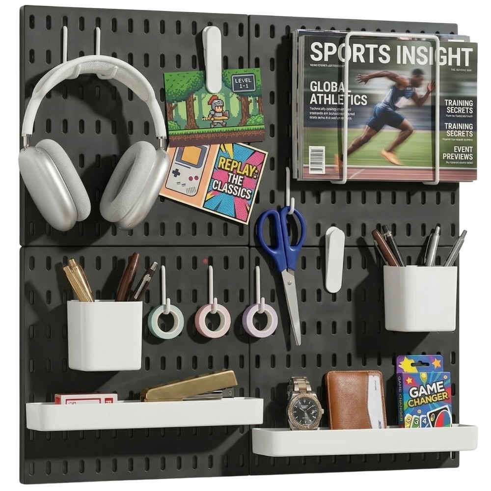 Keepo Peg Board Wall Organizer – Plastic Pegboard Panels, Modular Peg Boar