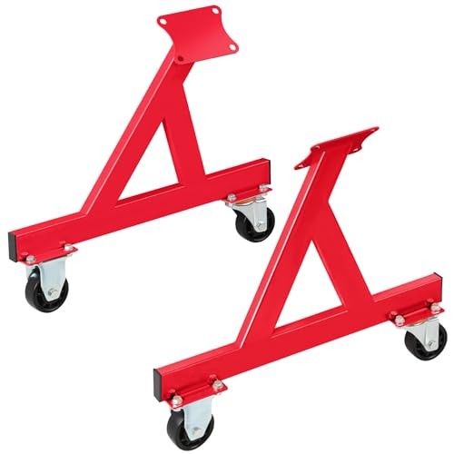 LS Engine Stand Cradle, Rolling Storage Stand for GM Chevy V8 LSx Engines, Red