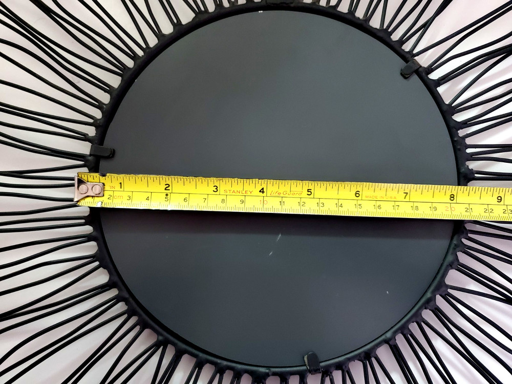 Sunburst Mirror Metallic Black Wall Decor Accent 19" Diameter Mirror 8" Diameter