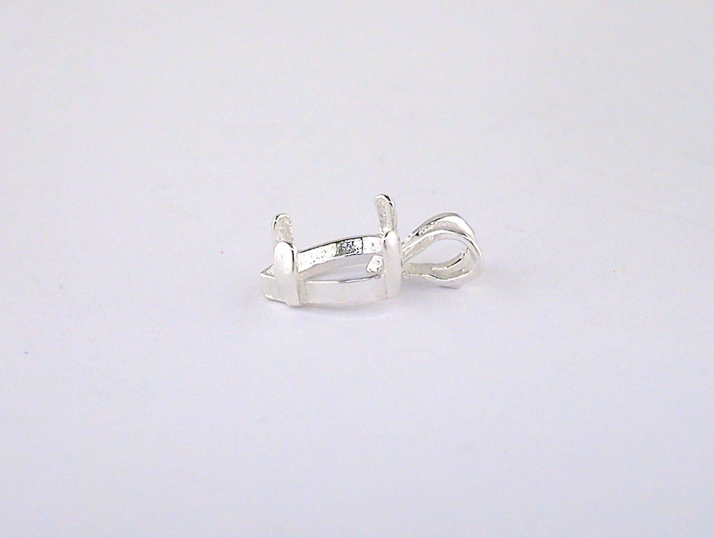 4 Prong Heart Cabochon Pendant Setting Sterling Silver