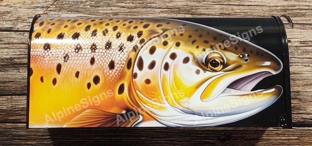 Brown Trout sticker wrap cover graphics for mailbox