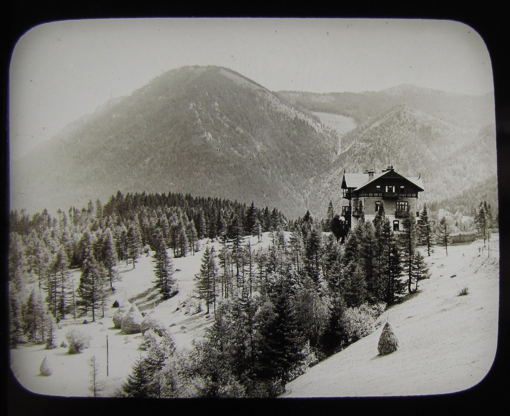Glass Magic Lantern Slide SONNWENDSTEIN MOUNTAIN FROM SEMMERING C1910 AUSTRIA
