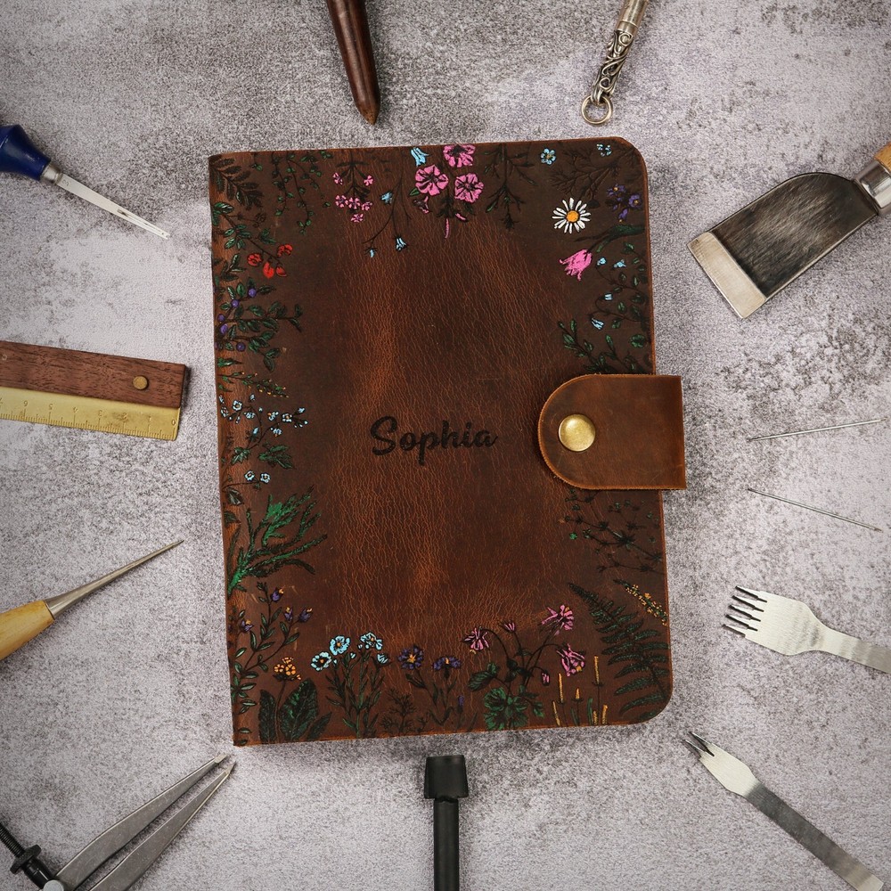 Leather A5 binder planner, Personalized leather journal notebook, leather gift