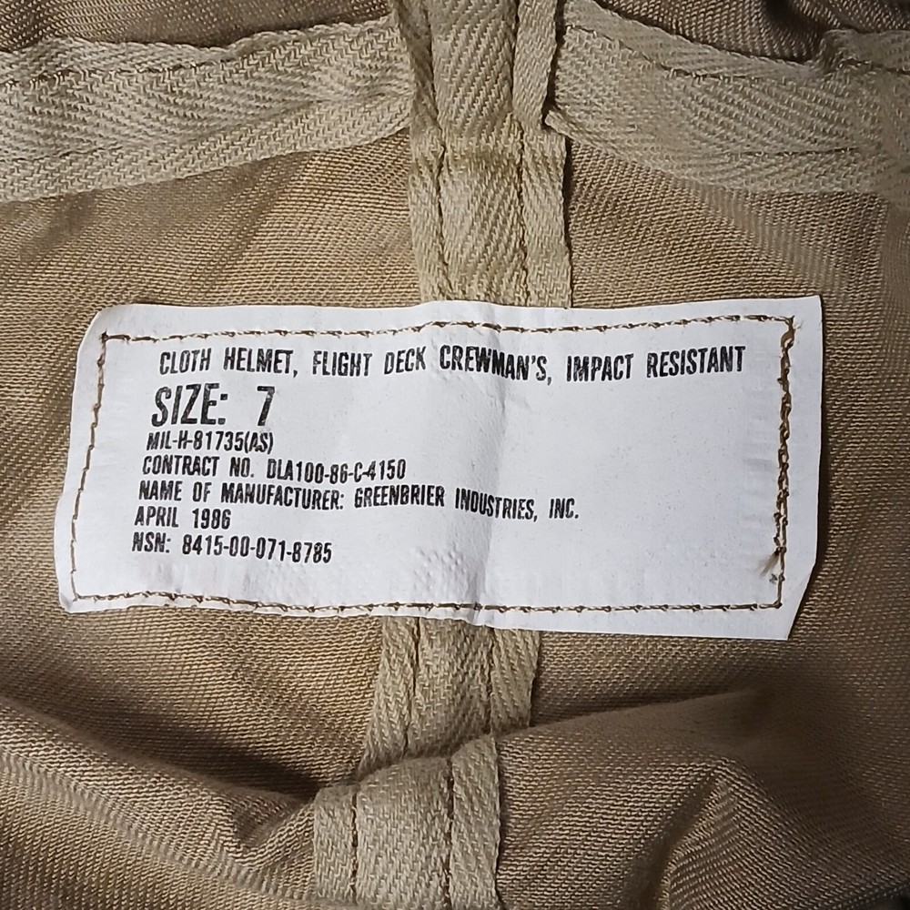 U.S. Armed Forces Flight Deck Crewman's Helmet - Dated 1986