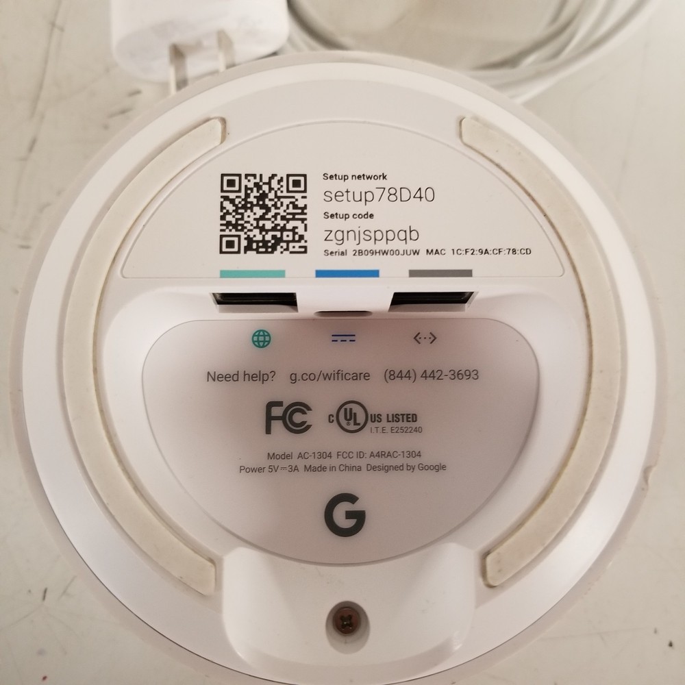 Google WiFi System Router Model AC-1304 with Power Adapter