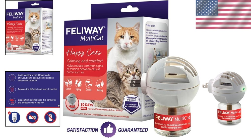 MultiCat 30-Day Cat Calming Pheromone Diffuser Kit, Reduces Tension in Homes