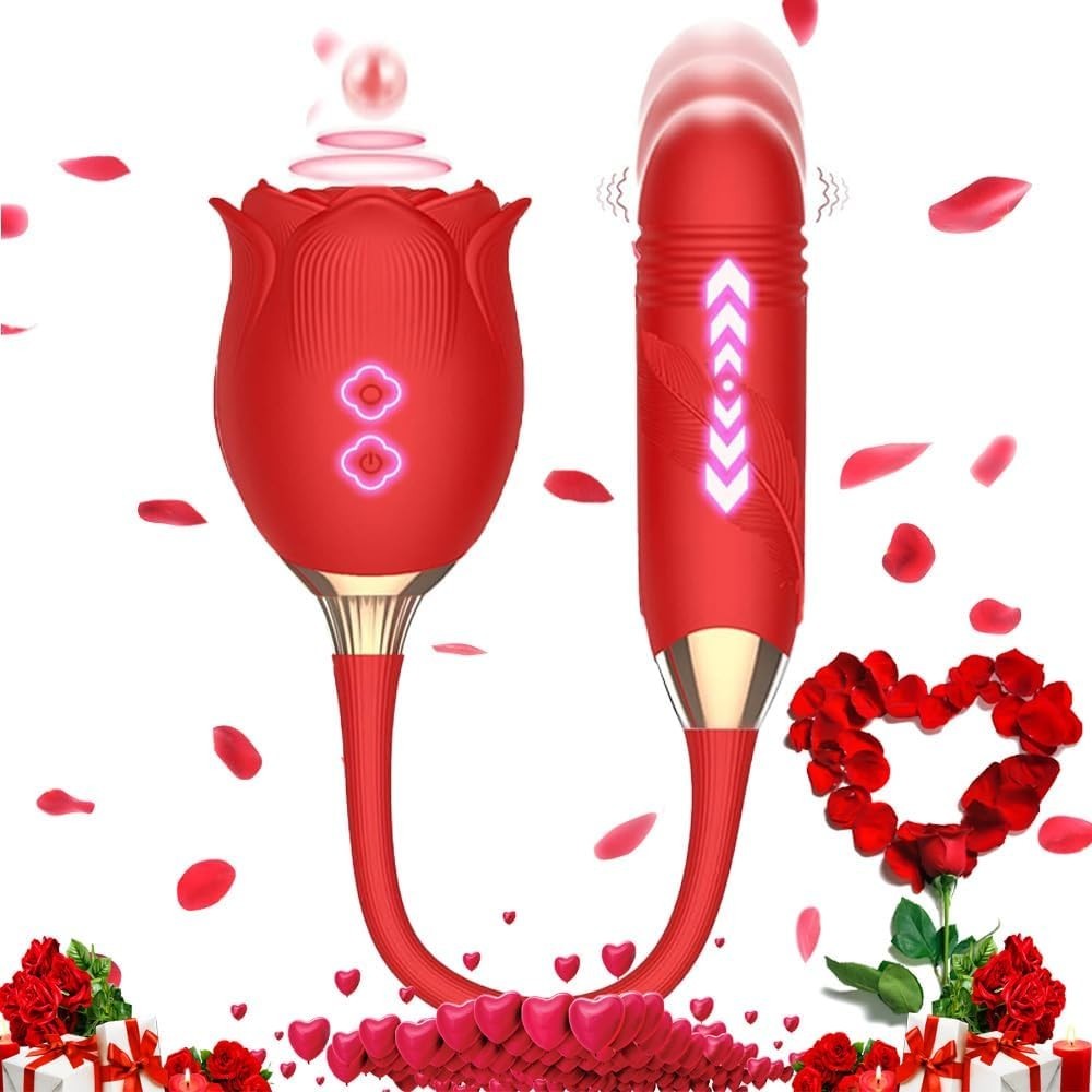 Rose  Shape Sucking Vibrator Clitoral G-spot Suction Sex Toy 10 Speed WaterProof