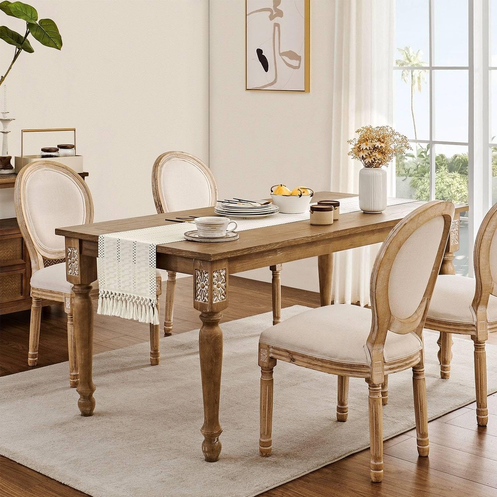 Macrame Style Boho Table Runner, Ivory Table Runners 72 Inches Long, Farmhous...