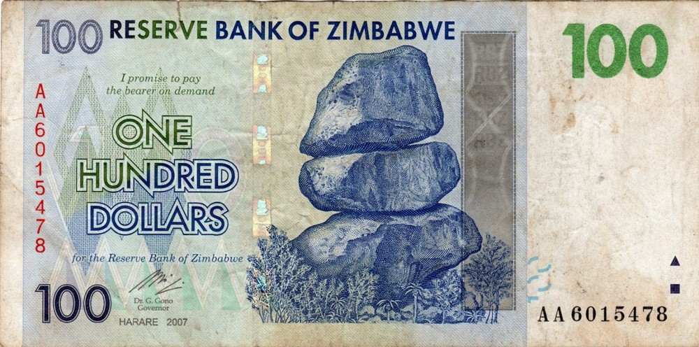 Banknote Zimbabwe P69 100 Dollars 2008