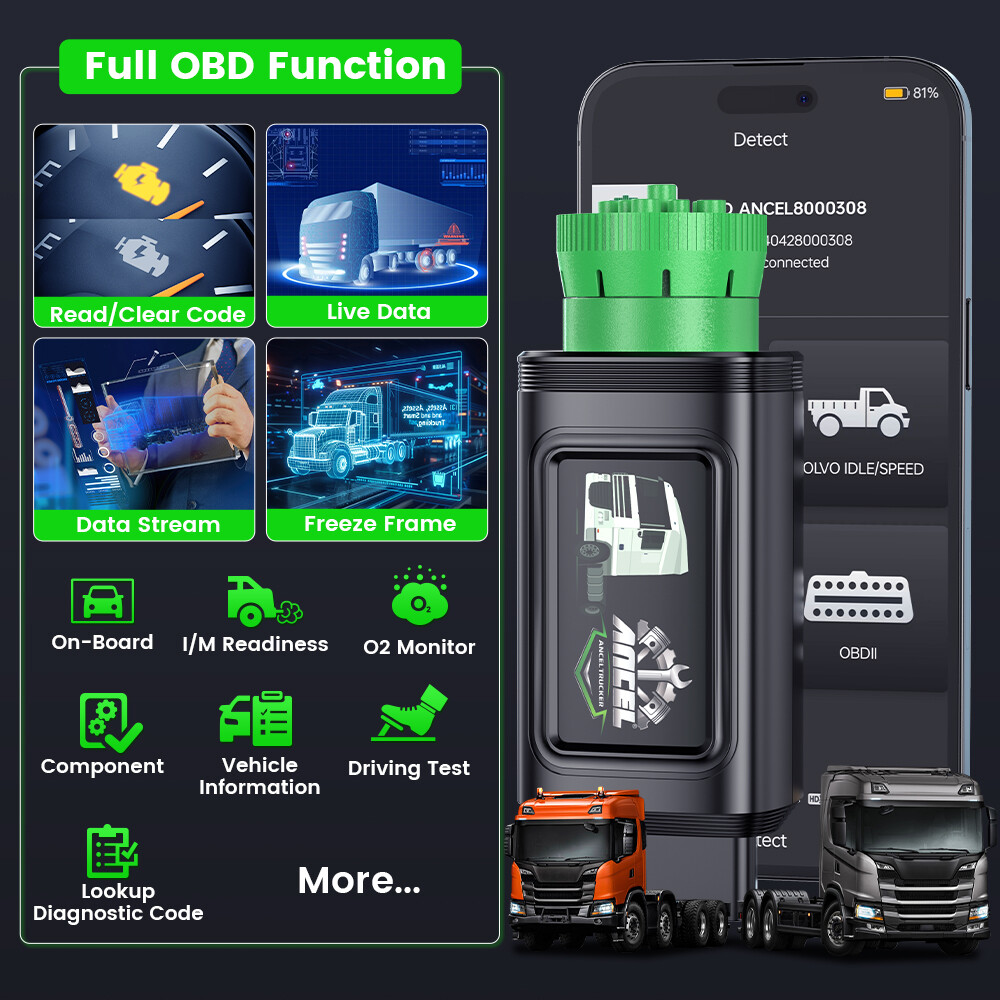 Diesel HOBD Scanner Heavy Duty Truck Code Reader Remove Speed Limit Diagnostic