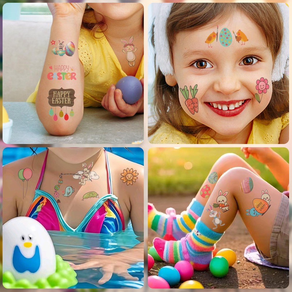 Hamiutci 127Pcs Easter Temporary Tattoos - Multiple Sizes,