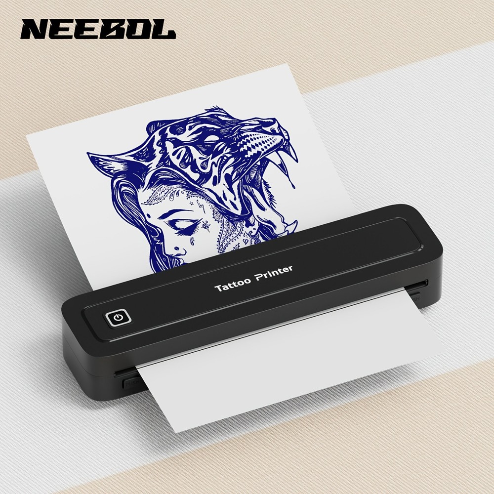 Neebol 8038 Thermal Tattoo Stencil Printer Bluetooth Tattoo Machine Kit Black