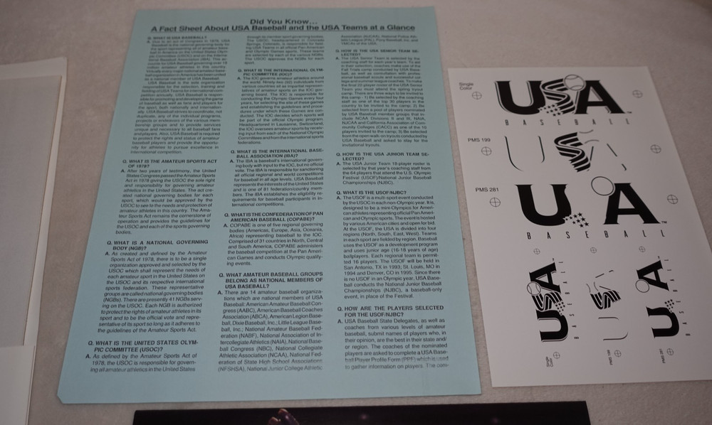 1995 USA Baseball Team Tour Program Brochure Folder Original Papers Lot