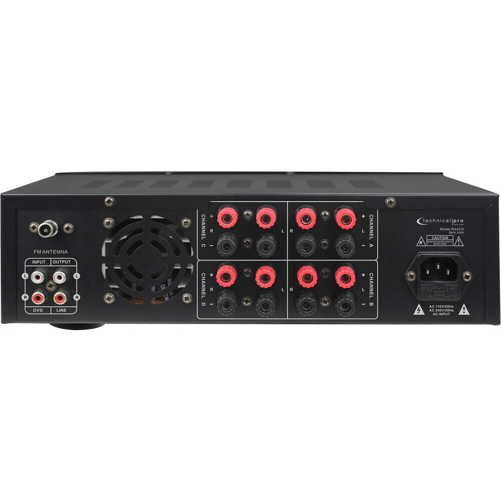 Technical Pro 1600w RX4CH 4-Channel, 8-Speaker Bluetooth compact Receiver