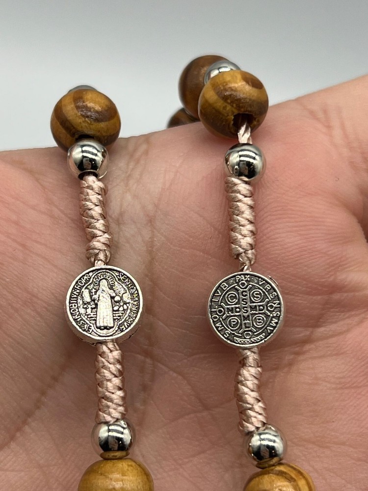 St. Benedict Wood Rosary 20'' Natural Wooden Beads 6mm