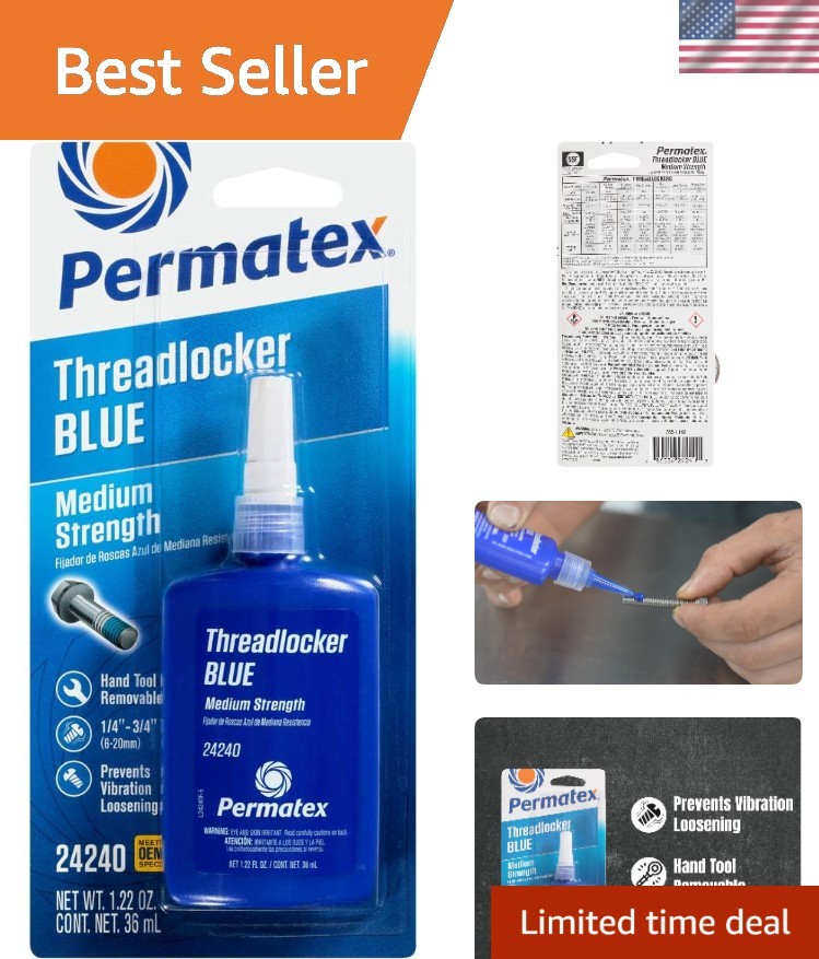 Medium Strength Threadlocker Blue, 36 ml, Automotive Threadlocker For Prevent...
