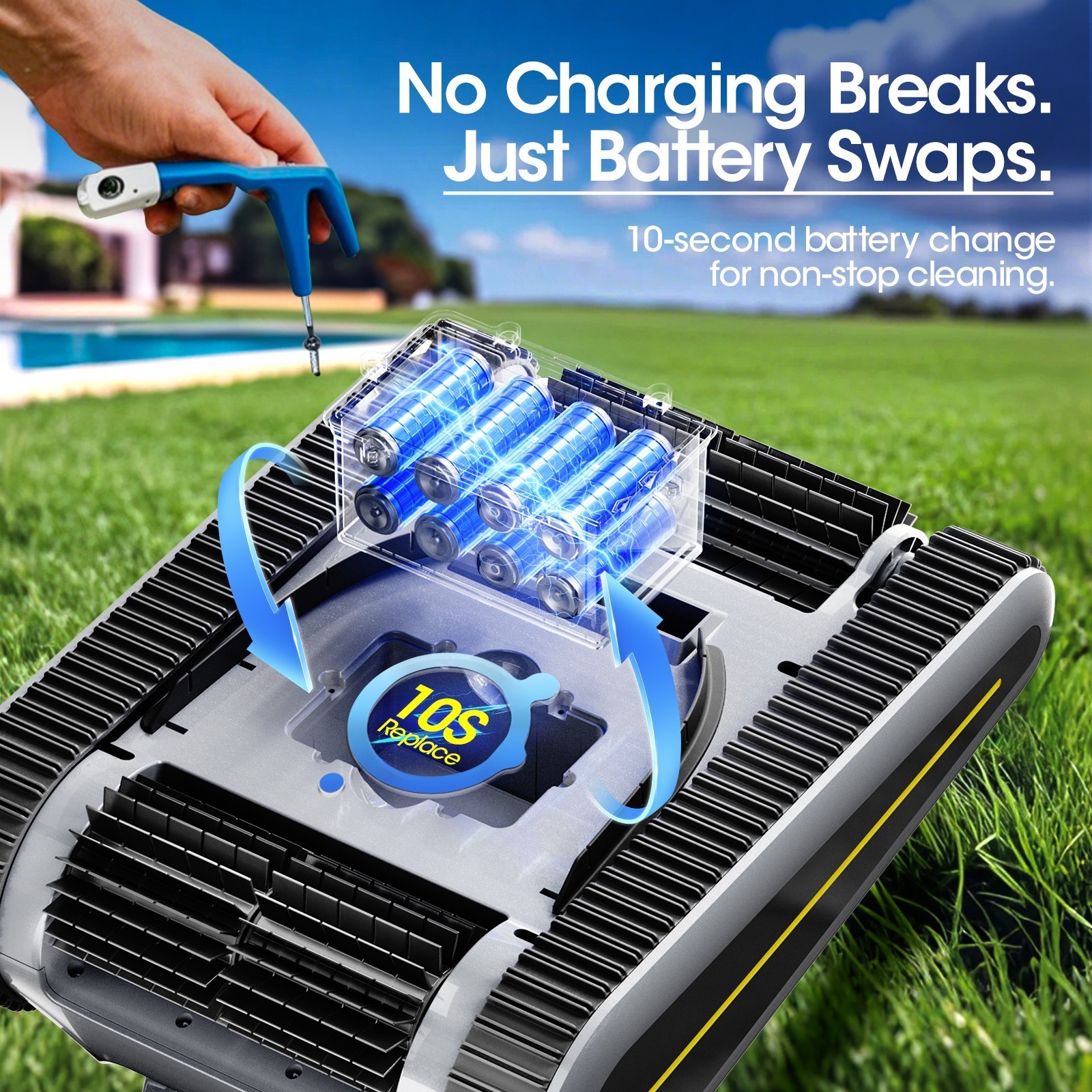 Seauto Cordless Robotic Pool Cleaner Wall & Waterline Cleaning w/App Support