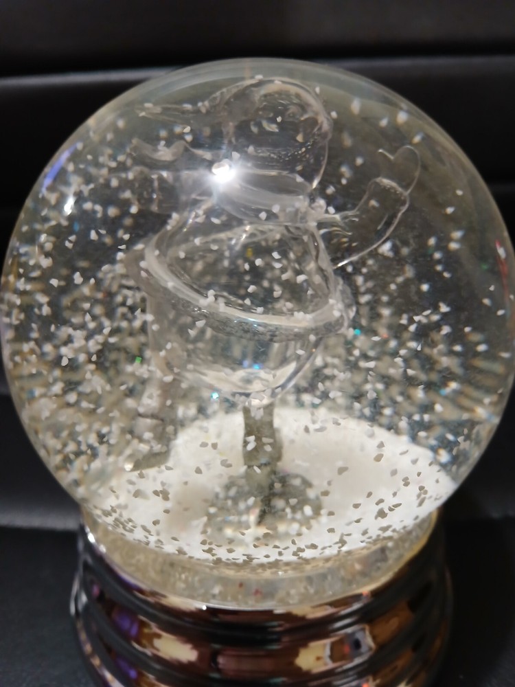 Ice Skating Snowman Water Globe With Silver Base Snowglobe